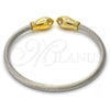 Stainless Steel Individual Bangle, Twist and Twist Design, with White Crystal, Polished, Two Tone, 07.138.0012 (04 MM Thickness, One size fits all)