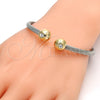 Stainless Steel Individual Bangle, Twist and Twist Design, with White Crystal, Polished, Two Tone, 07.138.0013 (04 MM Thickness, One size fits all)