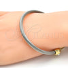 Stainless Steel Individual Bangle, Twist and Twist Design, with White Crystal, Polished, Two Tone, 07.138.0013 (04 MM Thickness, One size fits all)