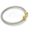 Stainless Steel Individual Bangle, Twist and Twist Design, with White Crystal, Polished, Two Tone, 07.138.0013 (04 MM Thickness, One size fits all)