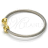 Stainless Steel Individual Bangle, Twist and Twist Design, with White Crystal, Polished, Two Tone, 07.138.0013 (04 MM Thickness, One size fits all)