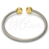 Stainless Steel Individual Bangle, Twist and Twist Design, with White Crystal, Polished, Two Tone, 07.138.0013 (04 MM Thickness, One size fits all)