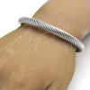 Stainless Steel Individual Bangle, Twist and Twist Design, Polished, Two Tone, 07.138.0014 (07 MM Thickness, One size fits all)