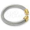 Stainless Steel Individual Bangle, Twist and Twist Design, Polished, Two Tone, 07.138.0014 (07 MM Thickness, One size fits all)
