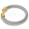 Stainless Steel Individual Bangle, Twist and Twist Design, Polished, Two Tone, 07.138.0014 (07 MM Thickness, One size fits all)
