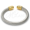 Stainless Steel Individual Bangle, Twist and Twist Design, Polished, Two Tone, 07.138.0014 (07 MM Thickness, One size fits all)