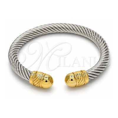 Stainless Steel Individual Bangle, Twist and Twist Design, Polished, Two Tone, 07.138.0014 (07 MM Thickness, One size fits all)