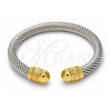 Stainless Steel Individual Bangle, Twist and Twist Design, Polished, Two Tone, 07.138.0014 (07 MM Thickness, One size fits all)