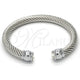 Stainless Steel Individual Bangle, Twist and Twist Design, with White Crystal, Polished, Steel Finish, 07.138.0015 (07 MM Thickness, One size fits all)