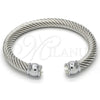 Stainless Steel Individual Bangle, Twist and Twist Design, with White Crystal, Polished, Steel Finish, 07.138.0015 (07 MM Thickness, One size fits all)