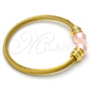 Stainless Steel Individual Bangle, Twist and Twist Design, with Rose Pearl, Polished, Golden Finish, 07.138.0016.1 (04 MM Thickness, One size fits all)