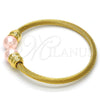 Stainless Steel Individual Bangle, Twist and Twist Design, with Rose Pearl, Polished, Golden Finish, 07.138.0016.1 (04 MM Thickness, One size fits all)