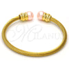 Stainless Steel Individual Bangle, Twist and Twist Design, with Rose Pearl, Polished, Golden Finish, 07.138.0016.1 (04 MM Thickness, One size fits all)