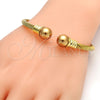 Stainless Steel Individual Bangle, Twist and Twist Design, with Gray Pearl, Polished, Two Tone, 07.138.0023 (04 MM Thickness, One size fits all)