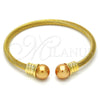 Stainless Steel Individual Bangle, Twist and Twist Design, with Gray Pearl, Polished, Two Tone, 07.138.0023 (04 MM Thickness, One size fits all)