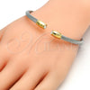 Stainless Steel Individual Bangle, Twist and Twist Design, with White Crystal, Polished, Two Tone, 07.138.0017 (04 MM Thickness, One size fits all)