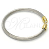 Stainless Steel Individual Bangle, Twist and Twist Design, with White Crystal, Polished, Two Tone, 07.138.0017 (04 MM Thickness, One size fits all)