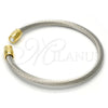 Stainless Steel Individual Bangle, Twist and Twist Design, with White Crystal, Polished, Two Tone, 07.138.0017 (04 MM Thickness, One size fits all)