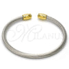Stainless Steel Individual Bangle, Twist and Twist Design, with White Crystal, Polished, Two Tone, 07.138.0017 (04 MM Thickness, One size fits all)