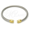 Stainless Steel Individual Bangle, Twist and Twist Design, with White Crystal, Polished, Two Tone, 07.138.0017 (04 MM Thickness, One size fits all)