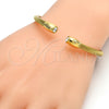 Stainless Steel Individual Bangle, Twist and Twist Design, with White Crystal, Polished, Golden Finish, 07.138.0017.2 (04 MM Thickness, One size fits all)