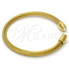 Stainless Steel Individual Bangle, Twist and Twist Design, with White Crystal, Polished, Golden Finish, 07.138.0017.2 (04 MM Thickness, One size fits all)