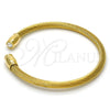 Stainless Steel Individual Bangle, Twist and Twist Design, with White Crystal, Polished, Golden Finish, 07.138.0017.2 (04 MM Thickness, One size fits all)