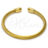 Stainless Steel Individual Bangle, Twist and Twist Design, with White Crystal, Polished, Golden Finish, 07.138.0017.2 (04 MM Thickness, One size fits all)