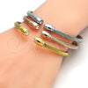 Stainless Steel Trio Bangle, Twist and Twist Design, with White Crystal, Polished, Tricolor, 07.138.0018 (04 MM Thickness, One size fits all)