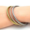 Stainless Steel Trio Bangle, Twist and Twist Design, with White Crystal, Polished, Tricolor, 07.138.0018 (04 MM Thickness, One size fits all)