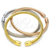 Stainless Steel Trio Bangle, Twist and Twist Design, with White Crystal, Polished, Tricolor, 07.138.0018 (04 MM Thickness, One size fits all)