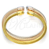 Stainless Steel Trio Bangle, Twist and Twist Design, with White Crystal, Polished, Tricolor, 07.138.0018 (04 MM Thickness, One size fits all)