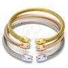 Stainless Steel Trio Bangle, Twist and Twist Design, with White Crystal, Polished, Tricolor, 07.138.0018 (04 MM Thickness, One size fits all)