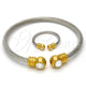 Stainless Steel Set Bangle, Twist and Twist Design, with White Crystal, Polished, Two Tone, 13.138.0001 (04 MM Thickness, One size fits all)