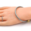 Stainless Steel Set Bangle, Twist and Twist Design, with White Crystal, Polished, Two Tone, 13.138.0002 (04 MM Thickness, One size fits all)