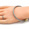 Stainless Steel Set Bangle, Twist and Twist Design, with Ivory Pearl, Polished, Two Tone, 13.138.0003 (04 MM Thickness, One size fits all)