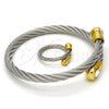 Stainless Steel Set Bangle, Twist and Twist Design, with White Crystal, Polished, Two Tone, 13.138.0004 (05 MM Thickness, One size fits all)