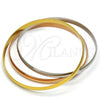 Stainless Steel Trio Bangle, Polished, Tricolor, 07.244.0001.06 (05 MM Thickness, Size 6 (2.75 Diameter))