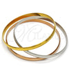 Stainless Steel Trio Bangle, Polished, Tricolor, 07.244.0001.06 (05 MM Thickness, Size 6 (2.75 Diameter))