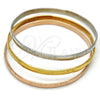 Stainless Steel Trio Bangle, Leaf Design, Polished, Tricolor, 07.244.0002.06 (05 MM Thickness, Size 6 (2.75 Diameter))