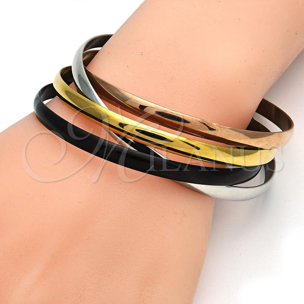 Stainless Steel Jewelry — Set Bangle Polished Tricolor 07. 05 MM Thickness — alternate product view — SKU 108091 | Acero Inoxidable joyería — Set Bangle pulido Tricolor 07. 05 MM Thickness — SKU 108091