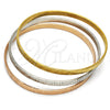 Stainless Steel Trio Bangle, Greek Key Design, Polished, Tricolor, 07.244.0004.06 (05 MM Thickness, Size 6 (2.75 Diameter))