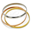 Stainless Steel Trio Bangle, Polished, Tricolor, 07.244.0005.06 (06 MM Thickness, Size 6 (2.75 Diameter))