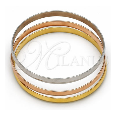 Stainless Steel Trio Bangle, Polished, Tricolor, 07.244.0005.06 (06 MM Thickness, Size 6 (2.75 Diameter))
