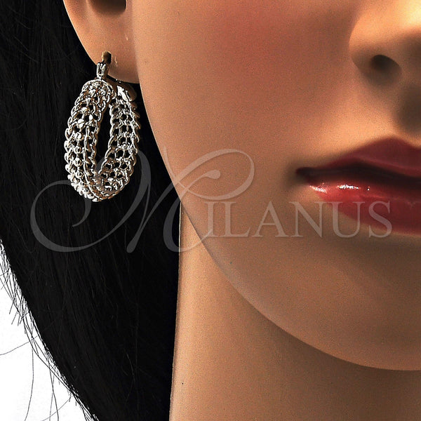 White Gold Filled Hoop Earrings — Medium Hoop Polished 02. — alternate product view — SKU 108099 | Oro Laminado Blanco aretes de aro — Medium Hoop pulido 02. — SKU 108099