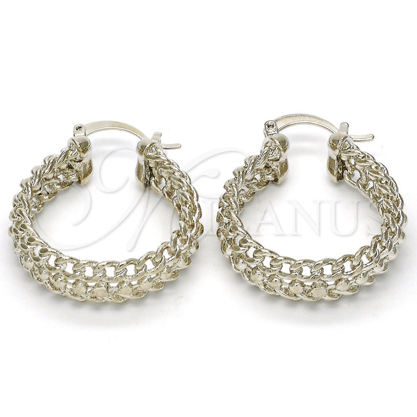 White Gold Filled Hoop Earrings — Medium Hoop Polished 02. — main product view — SKU 108099 | Oro Laminado Blanco aretes de aro — Medium Hoop pulido 02. — SKU 108099