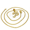 Stainless Steel Pendant Necklace, Initials and Rolo Design, with White Crystal, Polished, Golden Finish, 04.238.0025.1.18 (01 MM Thickness, 18 Inches Length)