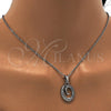 Stainless Steel Pendant Necklace, Initials and Rolo Design, with White Crystal, Polished, Steel Finish, 04.238.0024.18 (01 MM Thickness, 18 Inches Length)