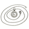Stainless Steel Pendant Necklace, Initials and Rolo Design, with White Crystal, Polished, Steel Finish, 04.238.0024.18 (01 MM Thickness, 18 Inches Length)