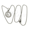 Stainless Steel Pendant Necklace, Initials and Rolo Design, with White Crystal, Polished, Steel Finish, 04.238.0024.18 (01 MM Thickness, 18 Inches Length)
